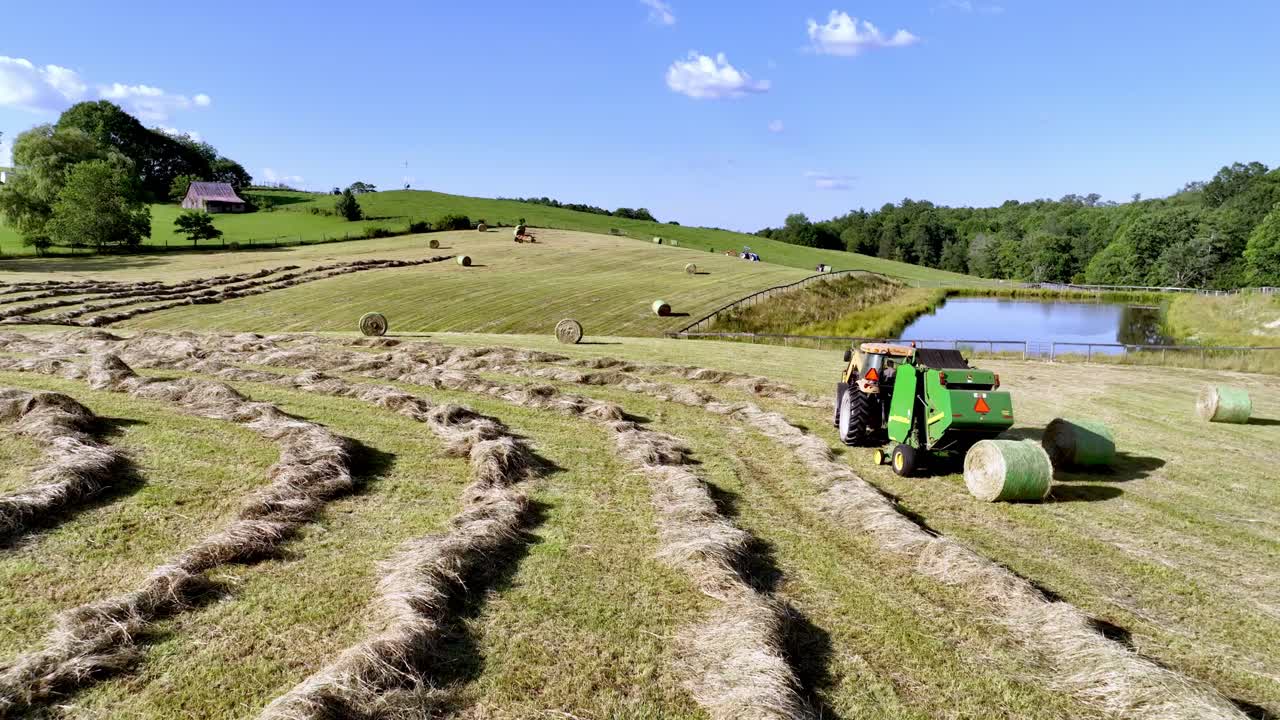 round baler on farm near Fries Virginia