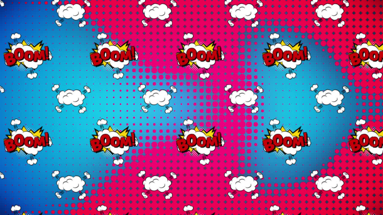texto de boom múltiple en burbujas de habla contra fondo azul