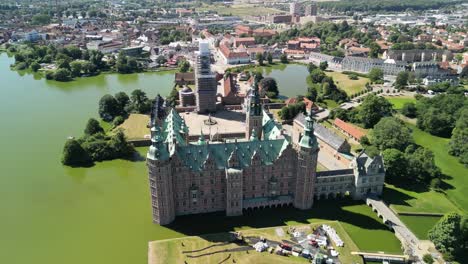 frederiksborg castle drone zoom out