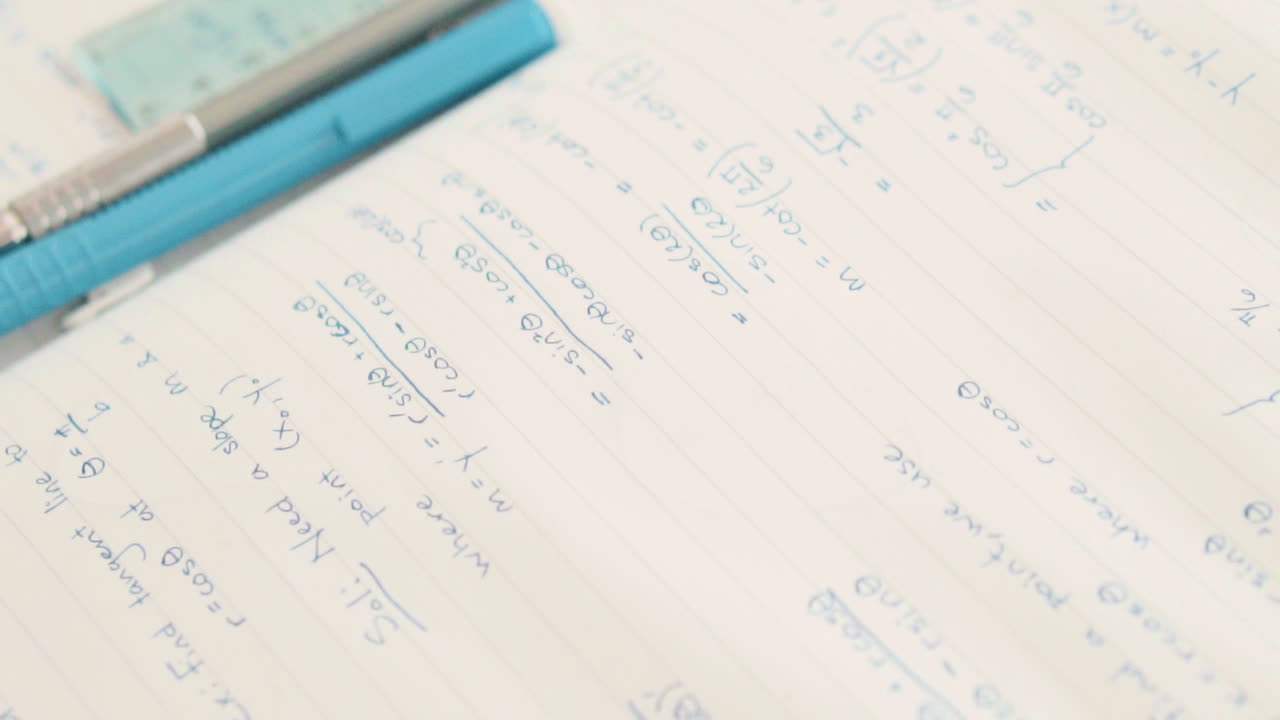 B-roll shots of math-calculus notes. Meant for atmosphere and extra scenery.