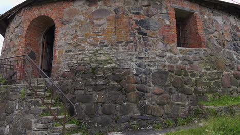 an ancient museum fortress korela of russia views its window, the entrance with the staircase