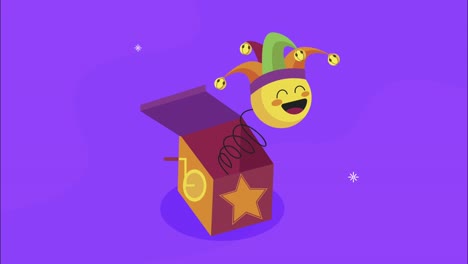 april fools day animation with joker emoji in surprise box