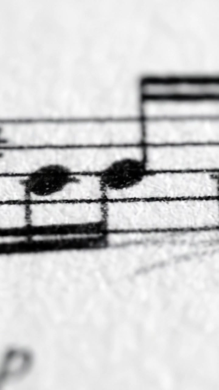 An Artistic Close-Up View of Musical Notation: Exploring Texture and Detail in Handwritten Music Sheets with Unique Symbols and Timing Elements