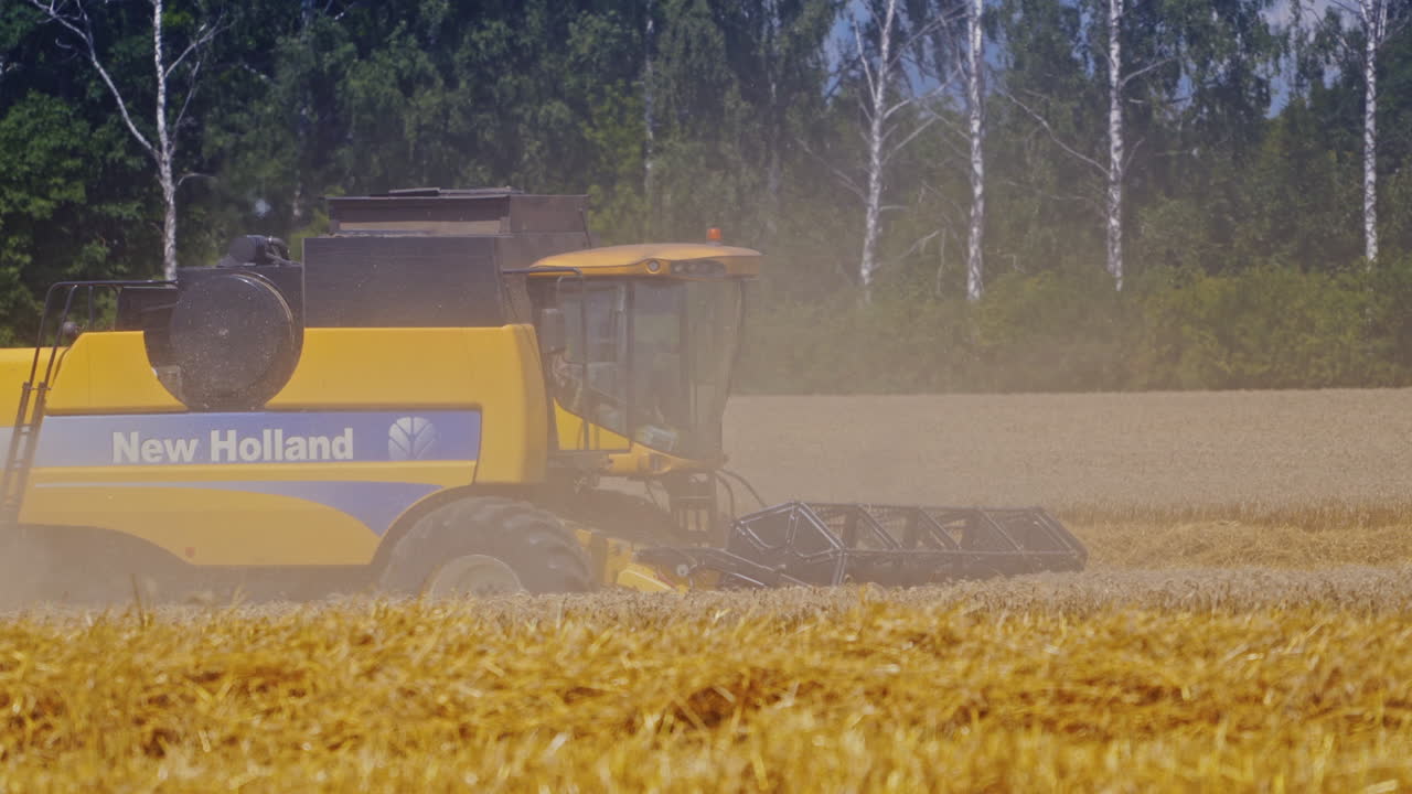 Combine Working At Harvest Time. Combine harvester during the wheat harvest