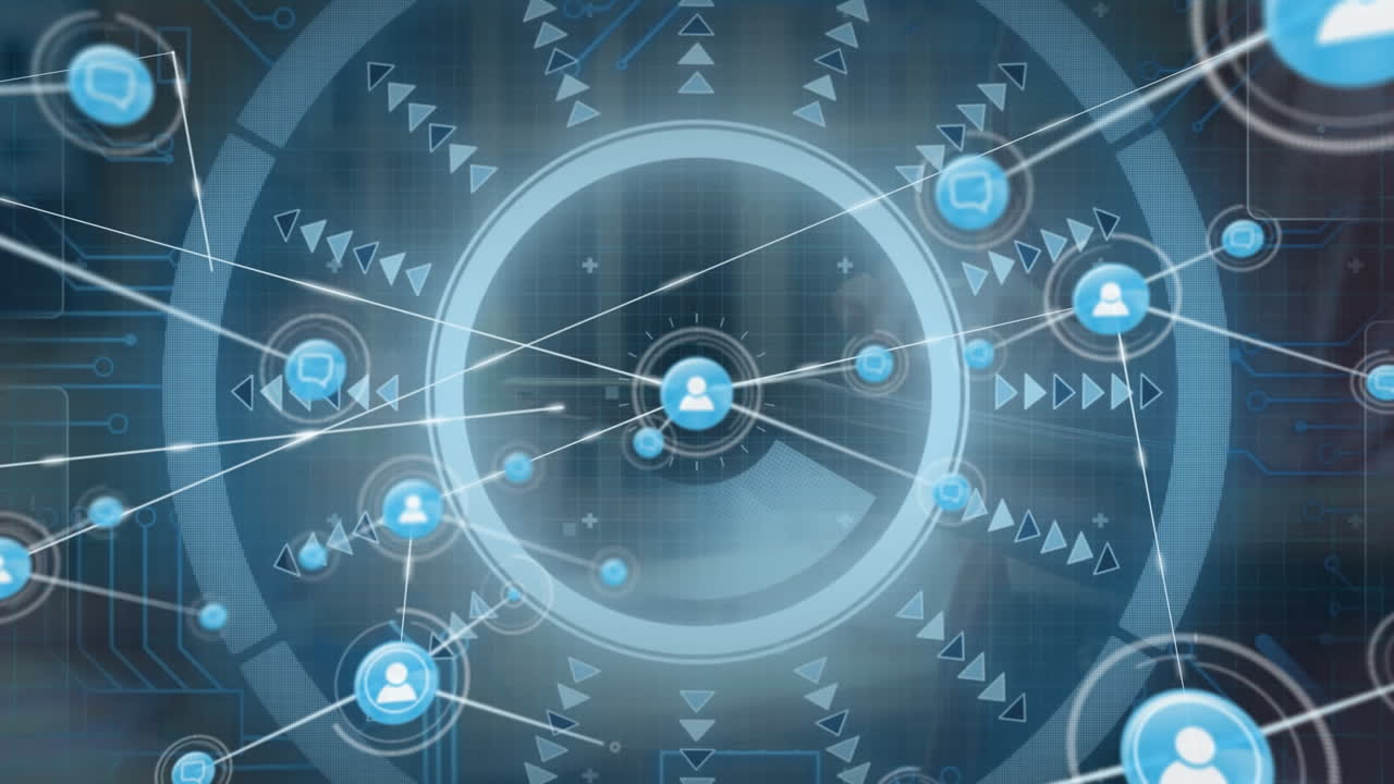 사무실에서 다양한 사업가들과의 연결 네트워크의 활성화