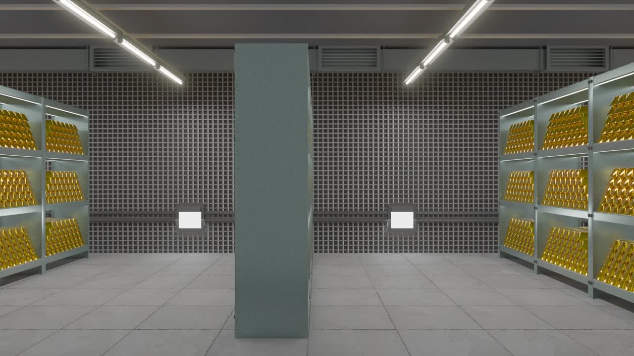 almacenamiento de oro en el banco - animación 4k 3d