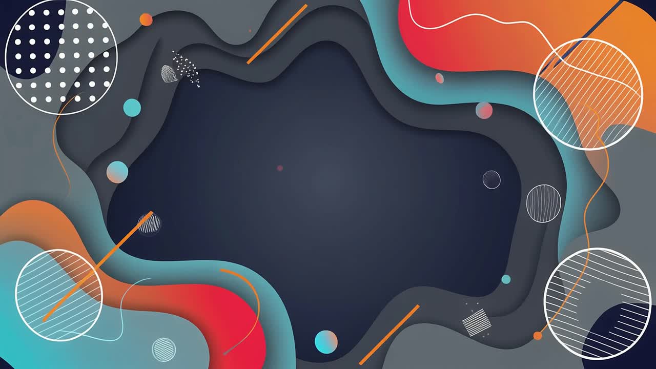 Abstract Motion Graphics Background with Wavy Layers and Geometric Shapes
