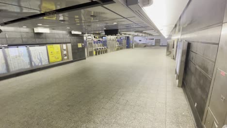 nearly empty subway station during covid-19 pandemic