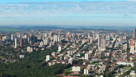 aerial view of high-rise buildings and the cascavel city structures and cityscape, paraná, brazil.