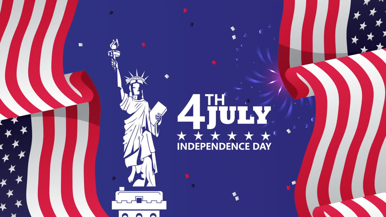 usa independence day celebration with flags and liberty statue