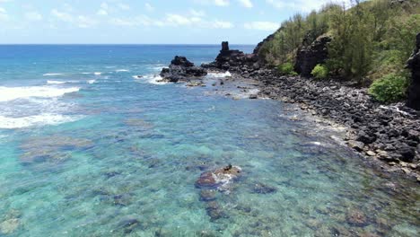 Aerial:-Punalau-Beach,-Hawaii