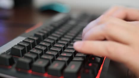 man fingers pressing keyboard laptop closeup freelancer hands typing computer. man fingers pressing keyboard laptop at desk closeup. unrecognizable freelancer hands typing computer turning on online application indoors. business guy working remotely at corporate workplace