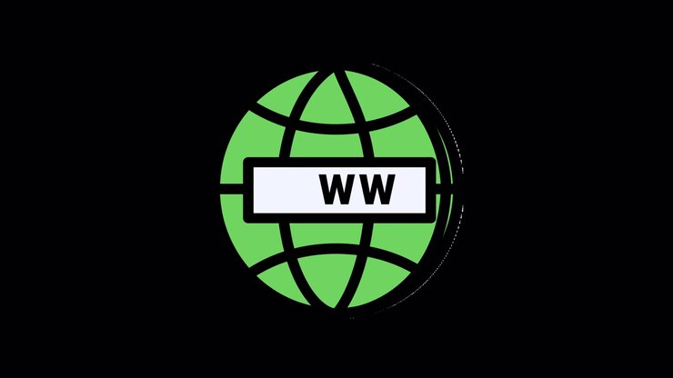 Geanimeerd wereldbol-icoon van het wereldwijde web met knipperende WWW-tekst
