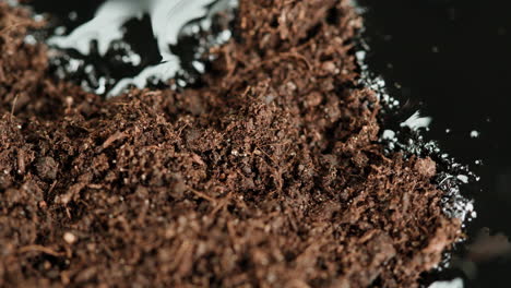 close-up of soil and oil