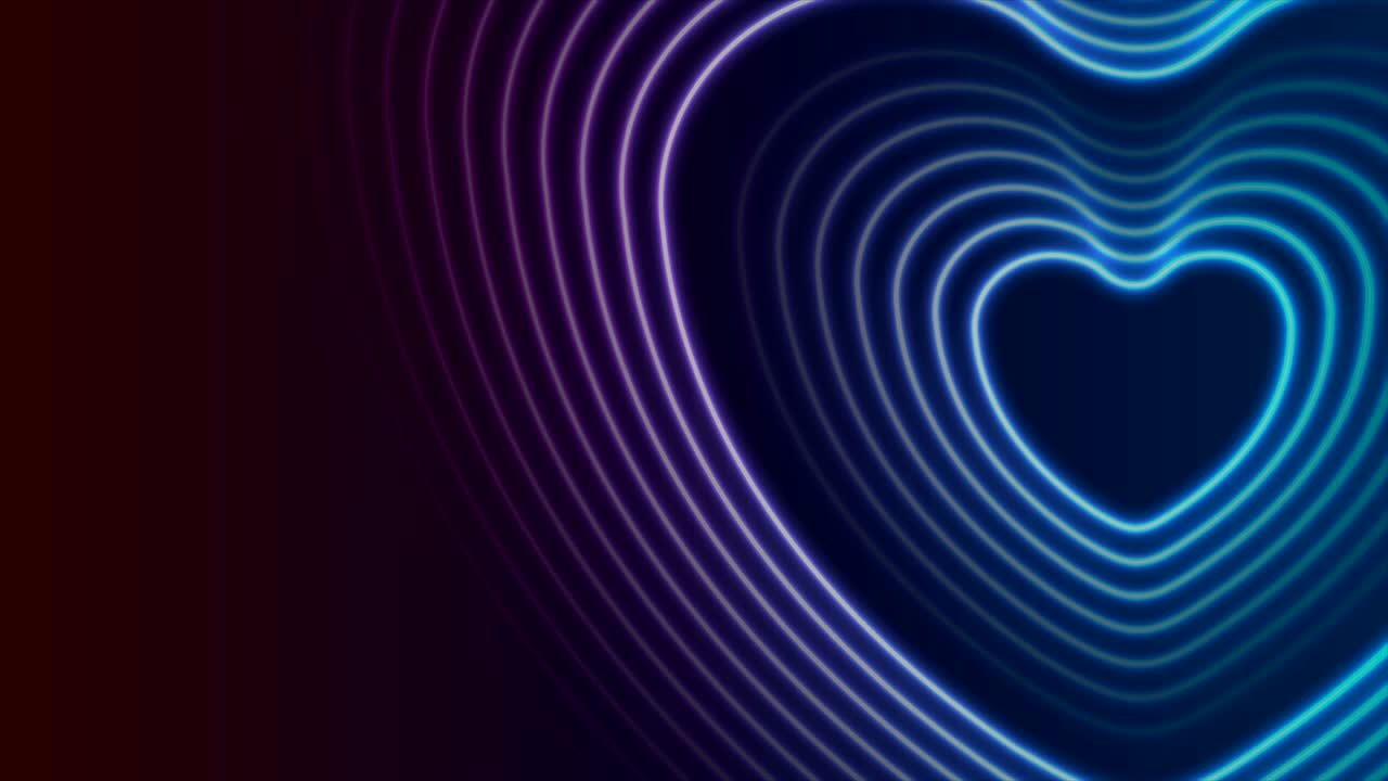 Animazione video a forma di cuore laser luminoso al neon