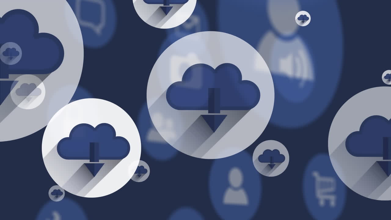 검은색 배경에 있는 미디어 아이콘의 애니메이션