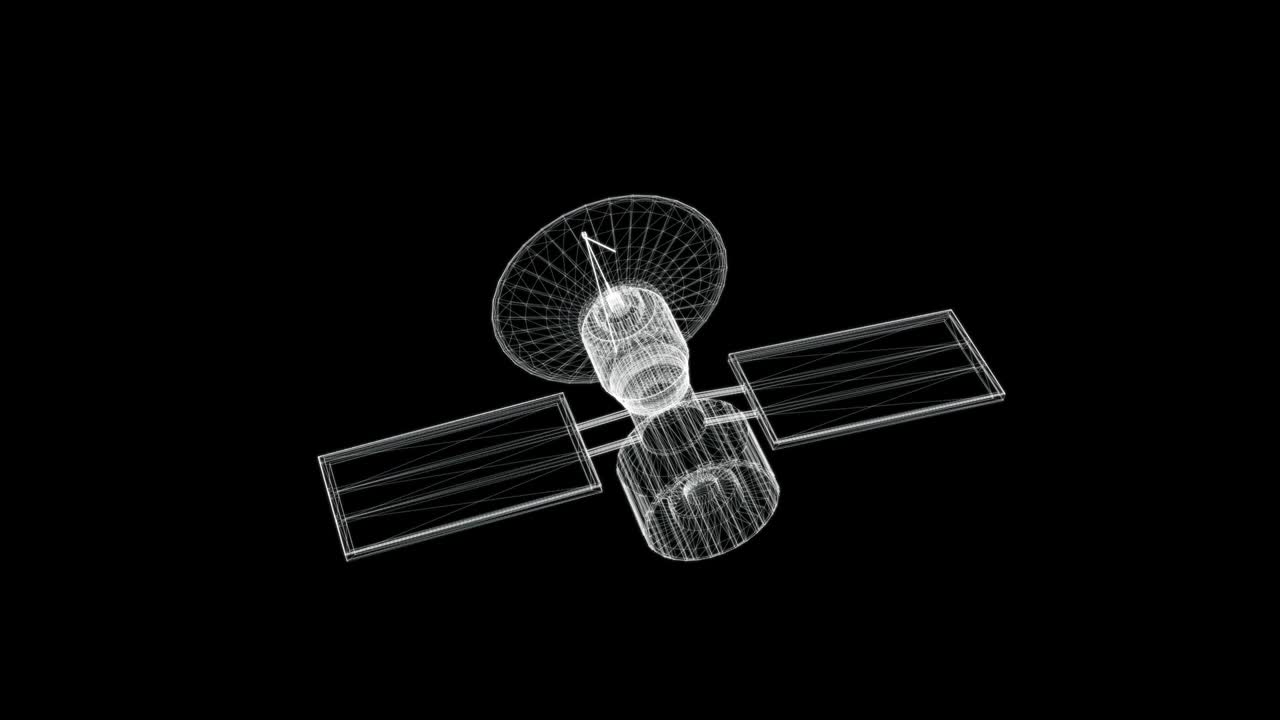 pantalla holográfica 3d de un satélite espacial - bucle