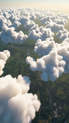aerial view of clouds over a landscape