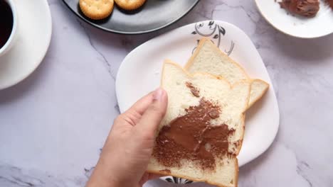 making chocolate spread toast