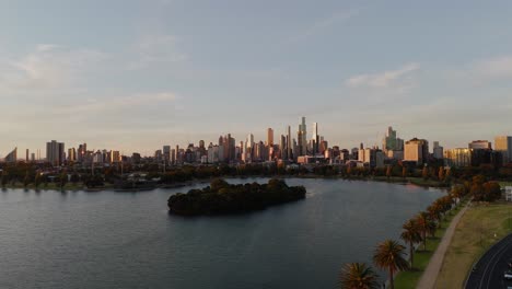 aerial pan video of albert park in melbourne, victoria, australia