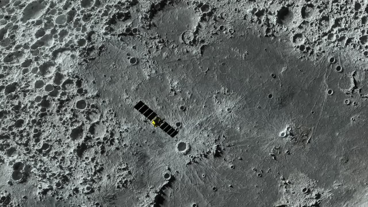 月の表面に 宇宙船を乗せて