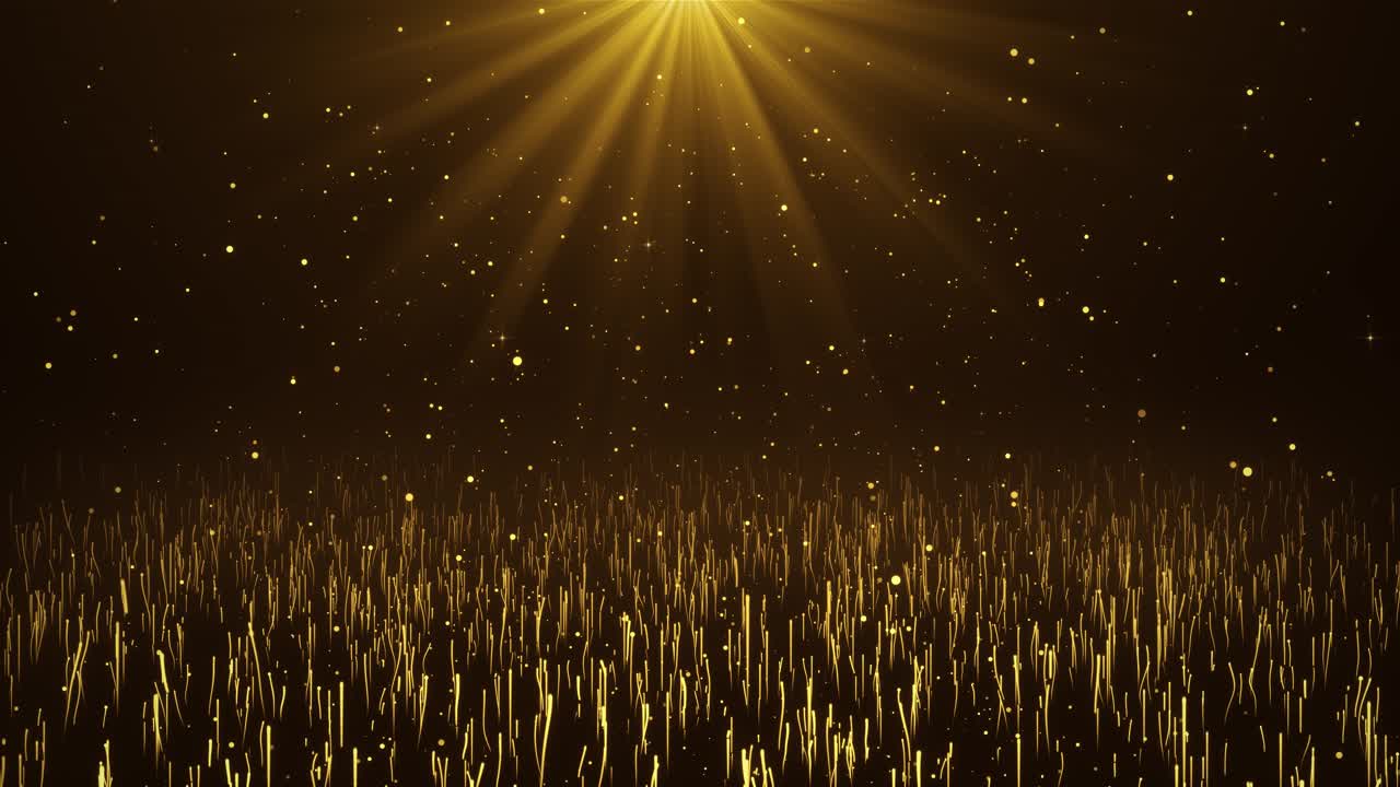 Luxury golden particle rising and floating decoration background streaks flow falling light flare