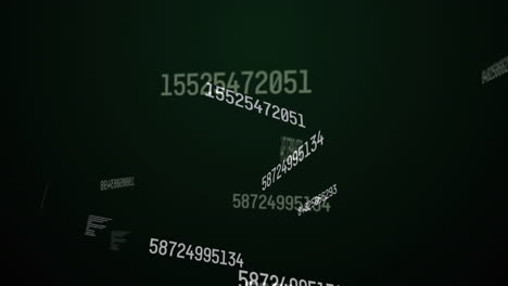 digital animation of changing numbers and data processing against black background