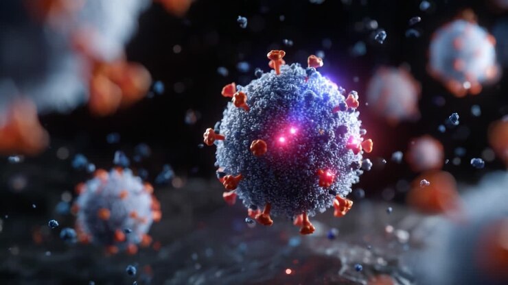 Visuelt imponerende gengivelse af en virus: Udforsk den indviklede struktur og sammensætning af viruspartikler fanget i høj detaljegrad