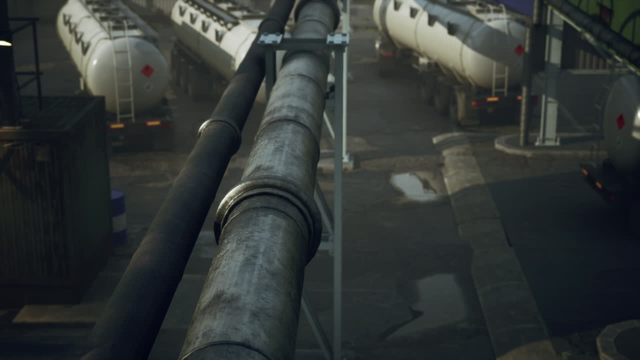 zona industrial de petróleo y gas con equipos de refinación de petróleo