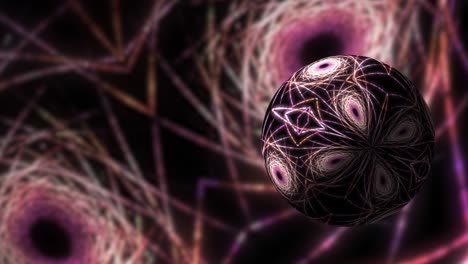 abstract virtual reality motion science technology concept background, glow pink color wire mesh sphere cell in science biology cave virtual cyber space. 4k 3d loop hi-tech sci-fi futuristic ball.