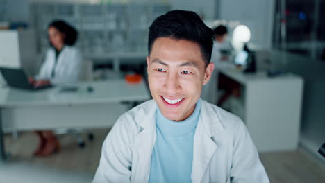 medical, research and asian man with science