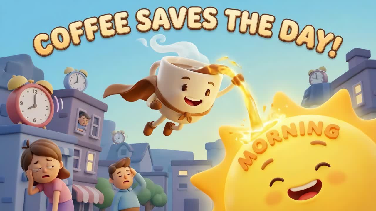 Coffee Saves the Day: A Cartoon Adventure