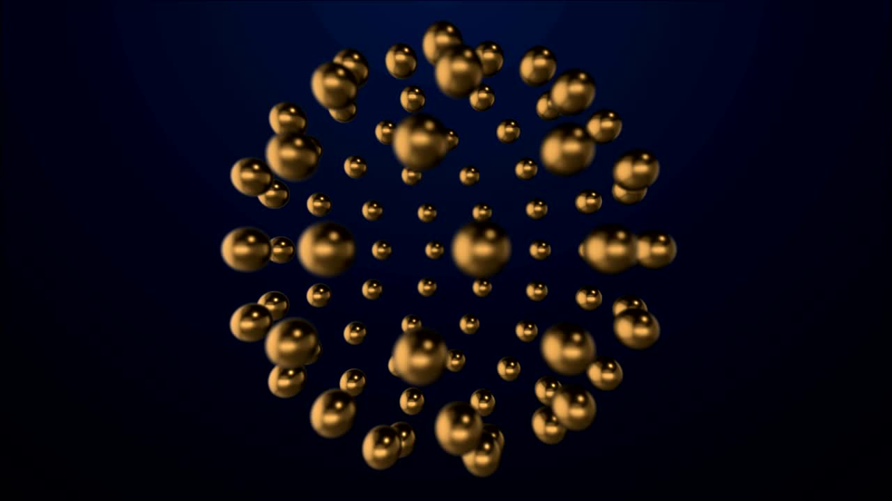 esferas doradas girando con un bucle sin fin