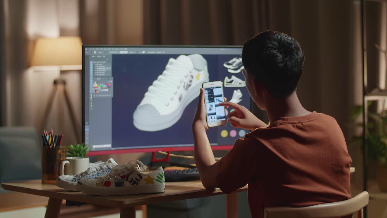 Young Person Designing Sneakers