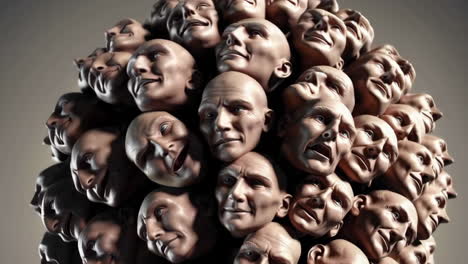 a sphere of many human faces with diverse expressions