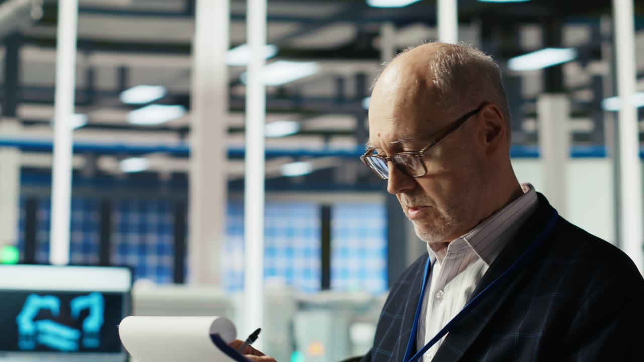 Portrett av smilende aksjonær ved industrianlegg som utfører forskning