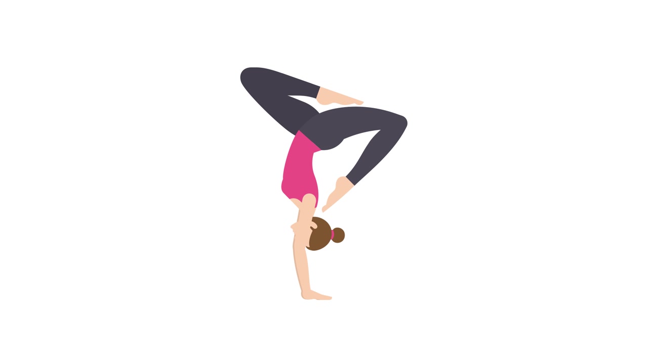 Mulher Animada Fazendo Pose de Yoga de Parada de Mãos