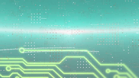 animación de una placa de circuitos, con procesamiento de información y datos, en azul