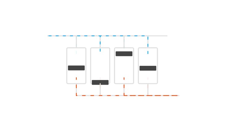 Animated Network Diagram Showing Data Flow Between Four Nodes