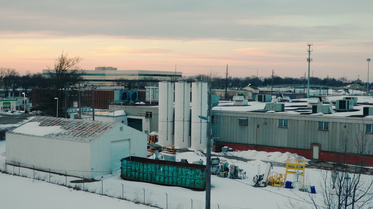 Sunset over midwestern industrial park