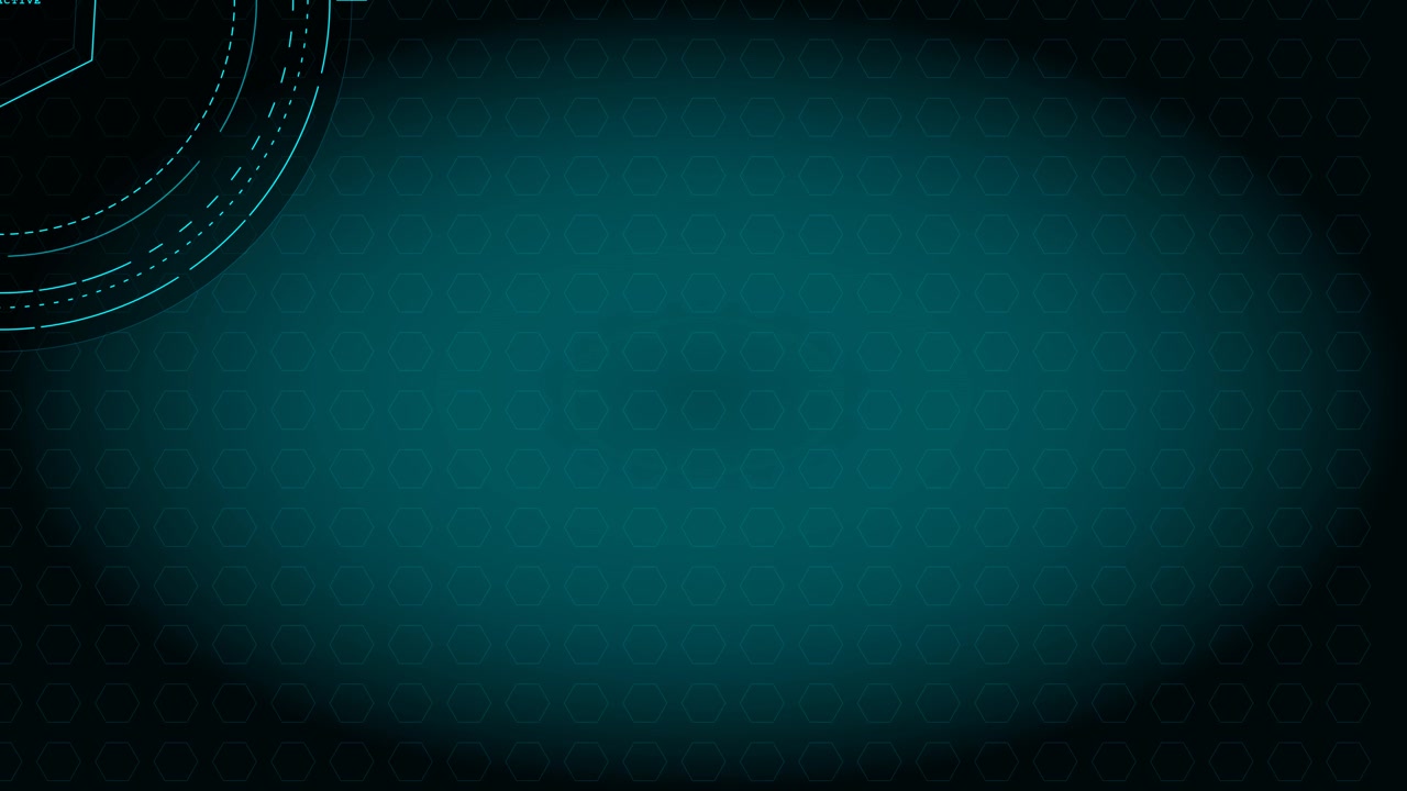 Abstract Digital Background with Glowing Hexagon Grid and HUD Elements