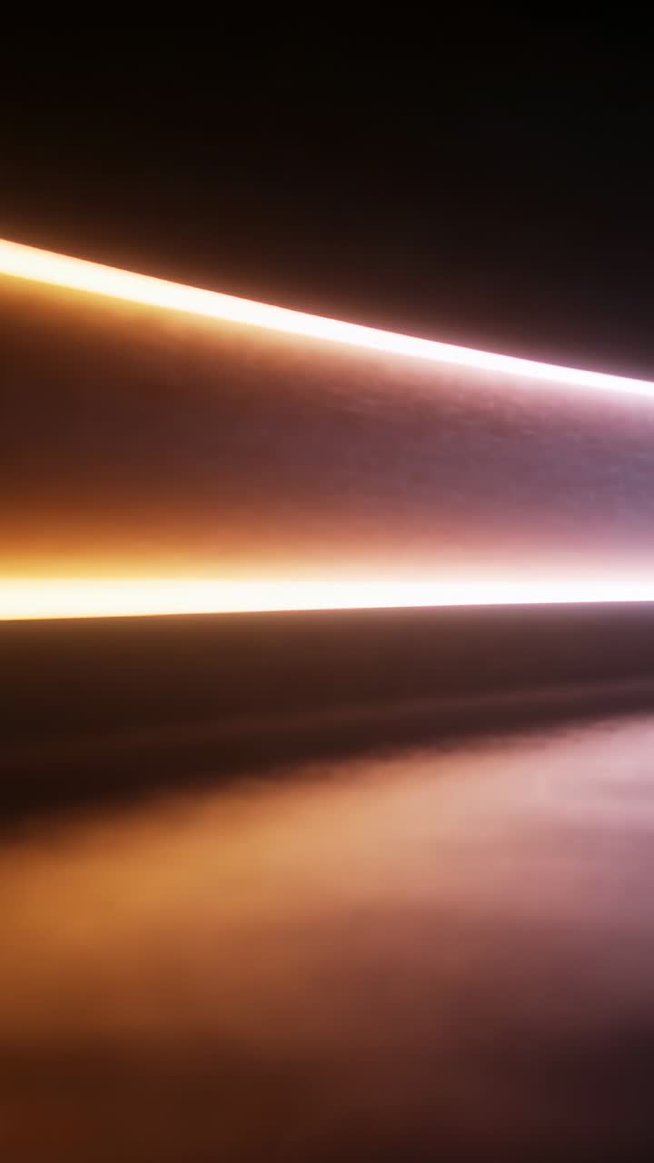 Líneas de luz abstractas dinámicas reflejándose en una superficie oscura