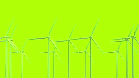 colorful cartoon working wind turbines isolated on simple background. creative minimalistic concept of energy storage system. loopable digital 3d animation.