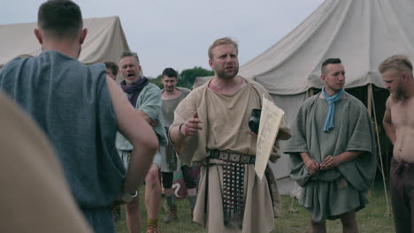 roman soldiers meeting in camp