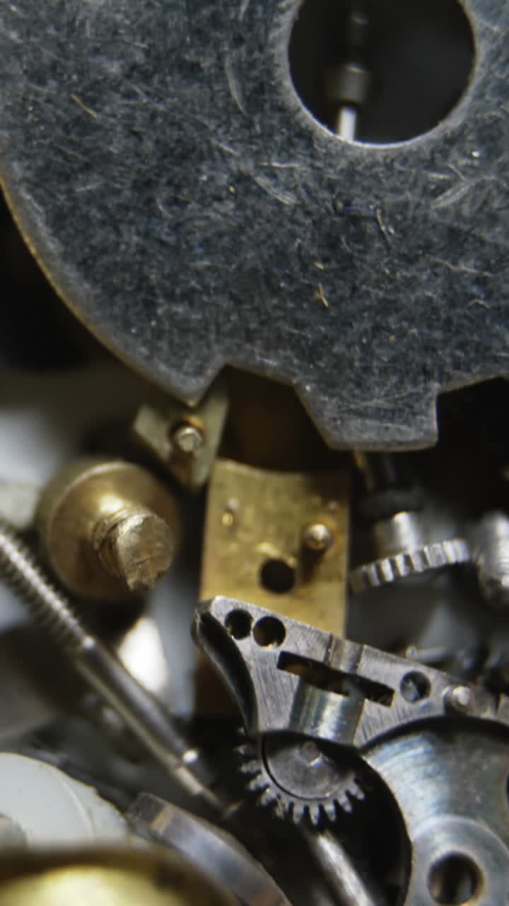 Close-up of various parts of a clock