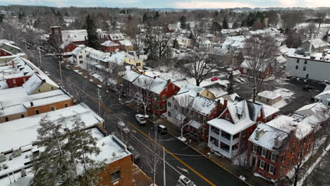 neighborhood small town america in snow