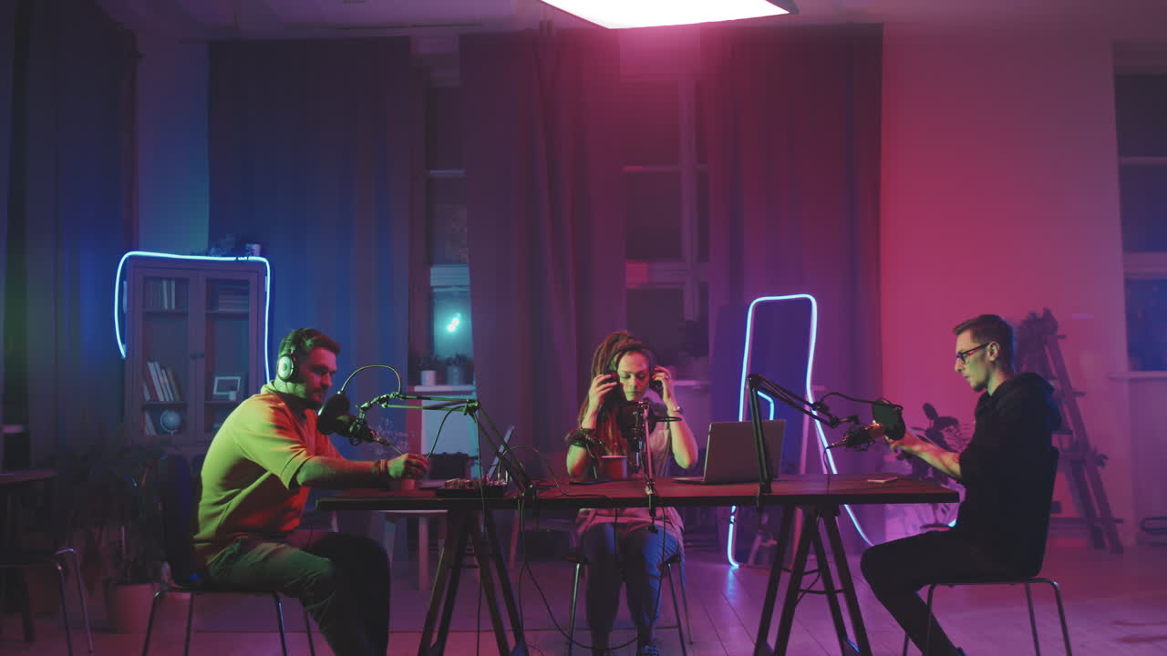 Young People Preparing to Record Podcast