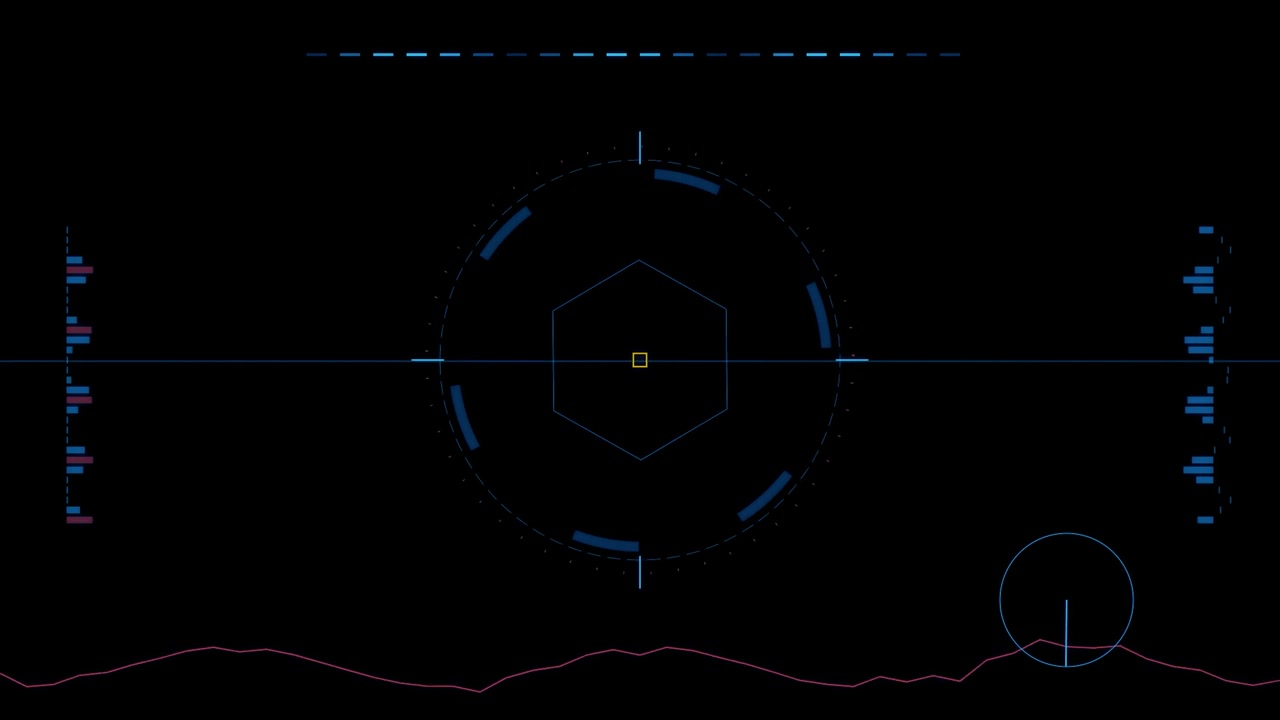 Futuristic Digital Heads-Up Display Interface with Scanning Radar