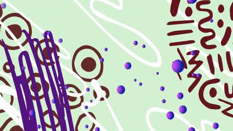 Animation-of-purple-balls-moving-over-abstract-shapes