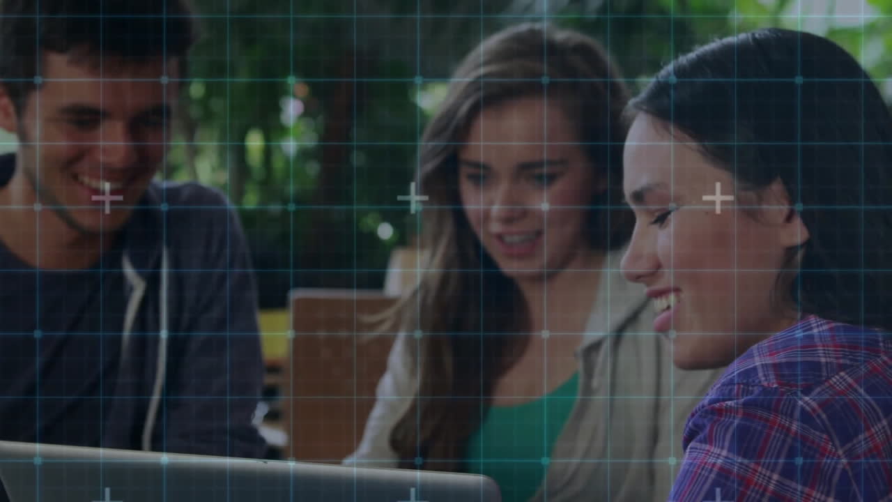 animación del procesamiento de datos en diversos estudiantes